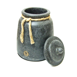 Pojemnik z pokrywką rustykalny / Wazon betonowy / gliniany 30cm